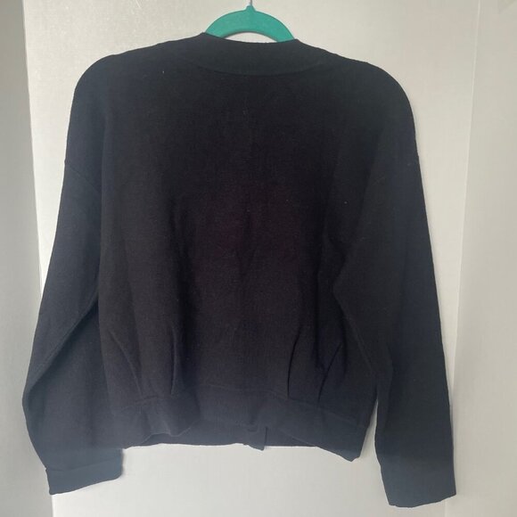 Anthropologie Beaded Stars Cardigan Sweater Womens Small Black Crop Snap Front - Picture 4 of 8